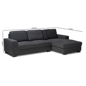Baxton Studio Baxton Studio Nevin Modern Dark Grey Sectional Sofa with Right-Facing Chaise for Ultimate Comfort J099S-Dark Grey-RFC