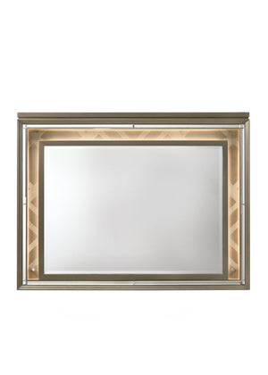 English Elm Skylar Dark Champagne Beveled Mirror with Integrated LED Touch Light, Acrylic Leg, 28"x38" Modern B2726P261235