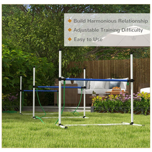 English Elm Pawhut 3-Piece Dog Agility Training Set - Adjustable Hurdles, Water Spray, Carry Bag For Fun Outdoors! W2225P217628-GIGA
