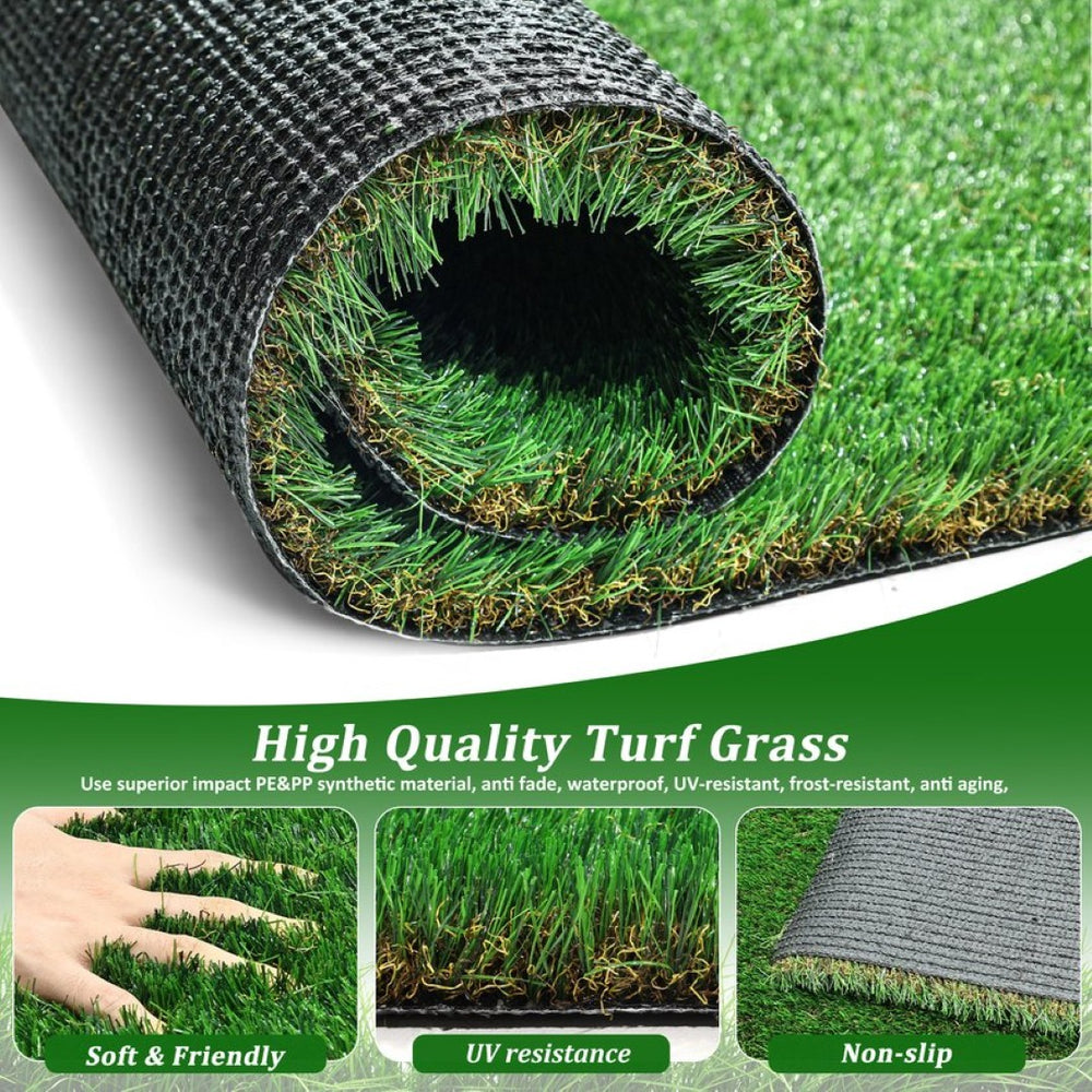 English Elm 7ftx8ft Outdoor Artificial Turf Rug Dense Pe Blades Uv Resistant Pet Friendly Patio Mat W1790P351199