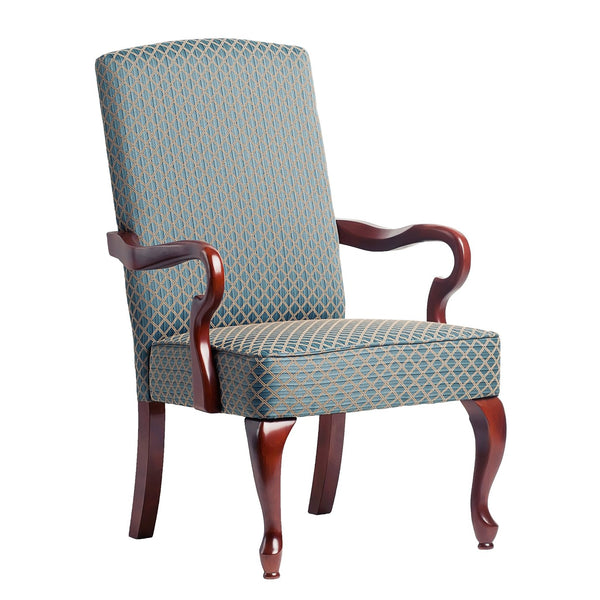 English Elm DeLaney Hardwood Gooseneck Arm Chair with Jacquard Diamond Fabric, High Back Comfort & Durable Build Blue B050P229954