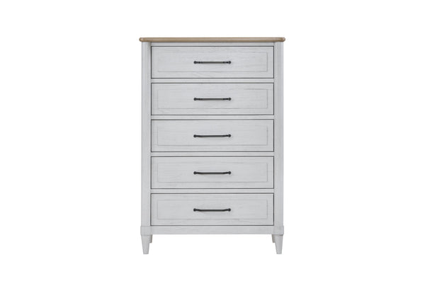 English Elm Small Teen Dresser with Cement & Sand Finish — Solid Wood Seven-Drawer Storage, Mindi Veneer Elegance White 37.25 L x 21.5 W x 49 H B2699P386488