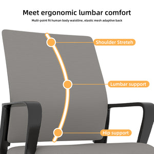 English Elm Minimalist breathable mesh office chair with curved support, cushioned seat, stable iron frame for long workdays Black+ Gray W1935P338544