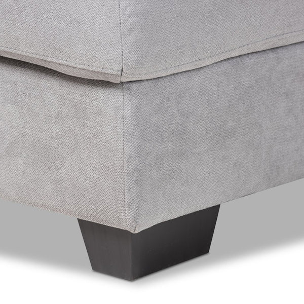 Baxton Studio Baxton Nevin Light Grey Fabric Sectional Sofa with Right Facing Chaise for Modern Living Spaces J099S-Light Grey-RFC