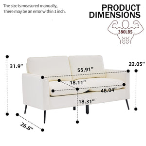 English Elm Ts Cat Paw Faux Leather Accent Chair Nordic Retro Loveseat with Lumbar Support Cream White W2311S00010