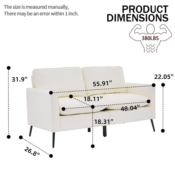 English Elm Ts Cat Paw Faux Leather Accent Chair Nordic Retro Loveseat with Lumbar Support Cream White W2311S00010