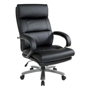 OSP Home Furnishings Big and Tall Bonded Leather Executive Office Chair with Lumbar Support and Titanium Accents ECH95297BT-EC3