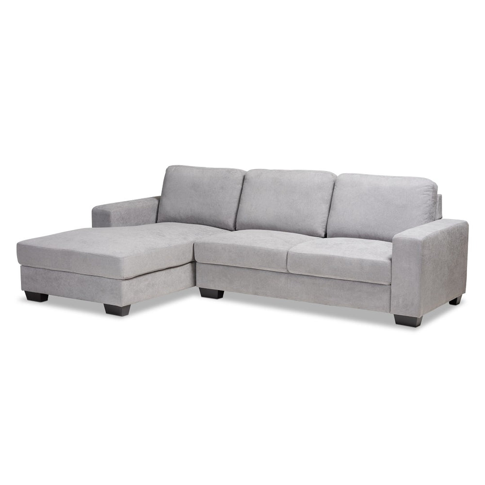 Baxton Studio Baxton Nevin Modern Light Grey Sectional Sofa with Left Facing Chaise - Chic Design & Comfort! J099S-Light Grey-LFC