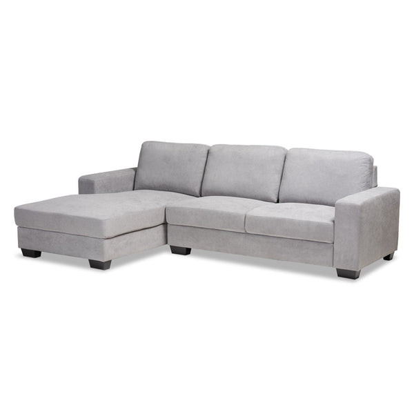 Baxton Studio Baxton Nevin Modern Light Grey Sectional Sofa with Left Facing Chaise - Chic Design & Comfort! J099S-Light Grey-LFC