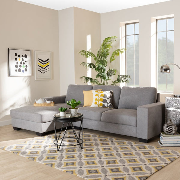 Baxton Studio Baxton Nevin Modern Light Grey Sectional Sofa with Left Facing Chaise - Chic Design & Comfort! J099S-Light Grey-LFC