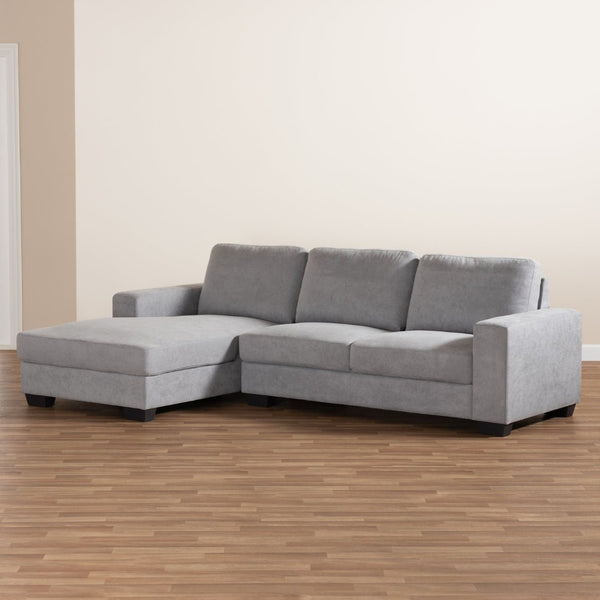 Baxton Studio Baxton Nevin Modern Light Grey Sectional Sofa with Left Facing Chaise - Chic Design & Comfort! J099S-Light Grey-LFC