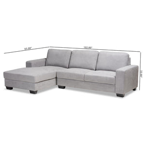 Baxton Studio Baxton Nevin Modern Light Grey Sectional Sofa with Left Facing Chaise - Chic Design & Comfort! J099S-Light Grey-LFC