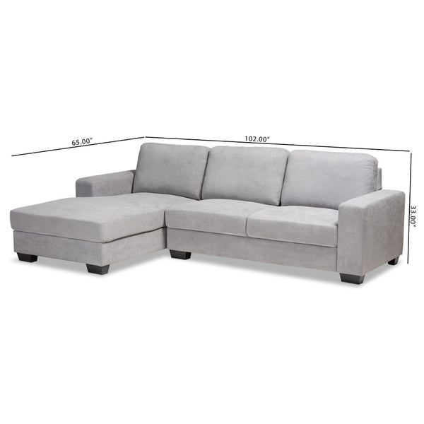 Baxton Studio Baxton Nevin Modern Light Grey Sectional Sofa with Left Facing Chaise - Chic Design & Comfort! J099S-Light Grey-LFC