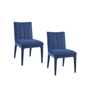 Basset Mirror Brianne Navy Dining Chair Set Of 2 - Luxurious Velvet Upholstery & Modern Glamour For Your Home Blue Wood,Foam,Polyester Fabric 9745-dr-800-2