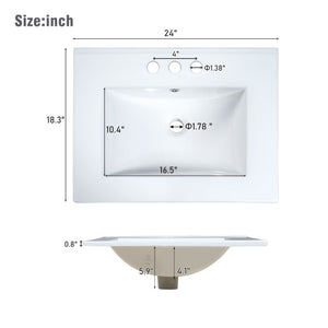 English Elm 48-Inch Modern Bathroom Vanity with Dual Ceramic Sinks, Ample Soft-Close Storage and Stylish Design White N729P000009K