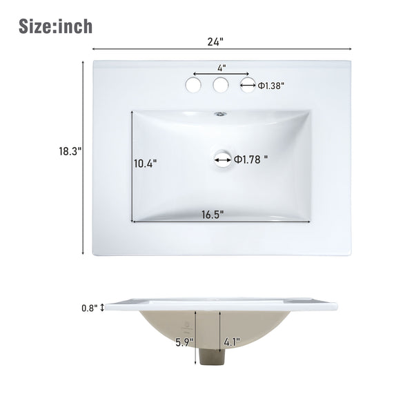 English Elm 48-Inch Modern Bathroom Vanity with Dual Ceramic Sinks, Ample Soft-Close Storage and Stylish Design White N729P000009K