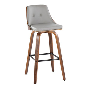 English Elm Fixed-height Swivel Barstools Velvet Seat Bentwood Legs Chrome Footrest Set of 2 B202S02186