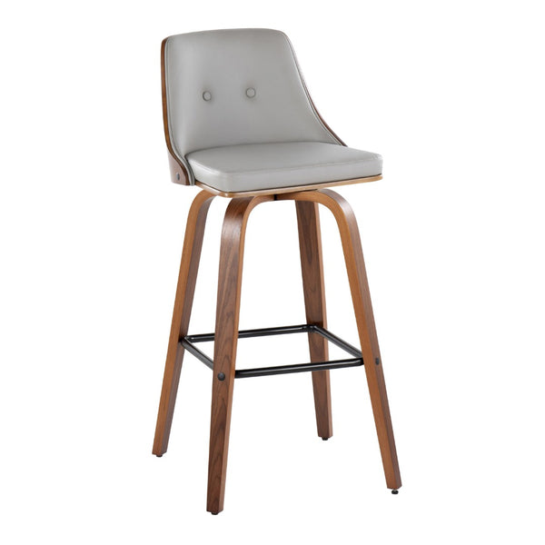 English Elm Fixed-height Swivel Barstools Velvet Seat Bentwood Legs Chrome Footrest Set of 2 B202S02186