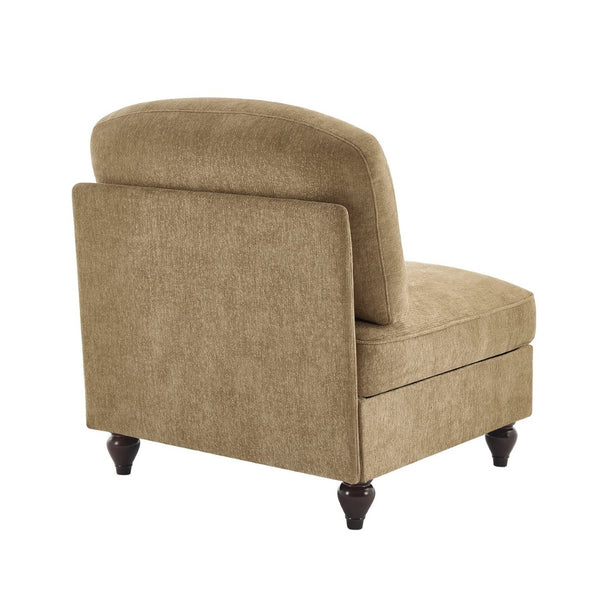 English Elm Armless Chenille Sofa Sculptural Spindle Legs Silver Thread Upholstery Living Room Light Coffee W3041P332623