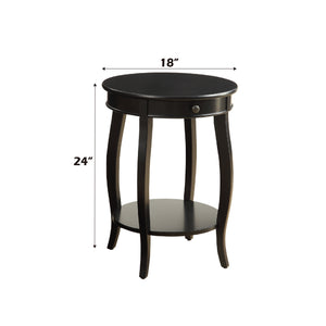 English Elm Alysa Round Black Accent Table with Drawer & Shelf, Cabriole Legs, Durable Wood Veneer Design B2726P404288