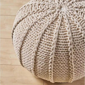 English Elm Knited Chunky Cotton Round Pouf Handcrafted Accent for Living Room Bedroom or Reading Nook 62655.00BGE