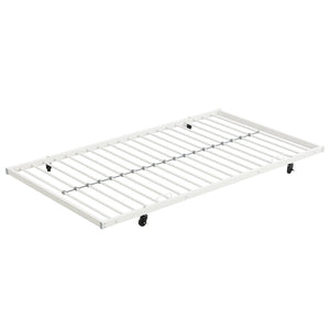English Elm Metal Bunk Bed with Trundle Steel Frame Kids Sleepover Triple Sleeper White W311P145359