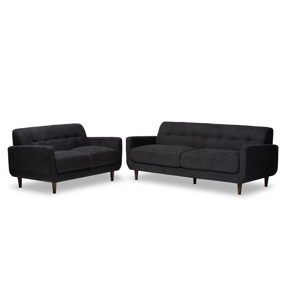 Baxton Studio Baxton Studio Allister Mid-Century Modern Dark Grey 2-Piece Living Room Set for Stylish Comfort J1453-Dark Grey-2PC Set