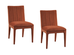 Basset Mirror Brianne Rust Dining Chair Set Of 2 - Modern Glam Velvet Comfort With Stylish Earthy Finish Orange Velvet,Solid Hardwood 9746-dr-800-2