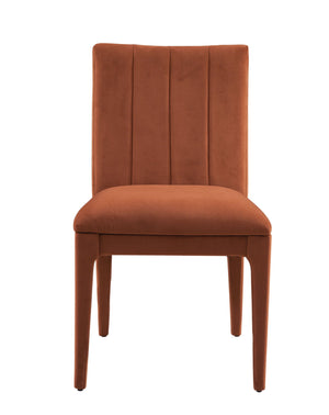 Basset Mirror Brianne Rust Dining Chair Set Of 2 - Modern Glam Velvet Comfort With Stylish Earthy Finish Orange Velvet,Solid Hardwood 9746-dr-800-2