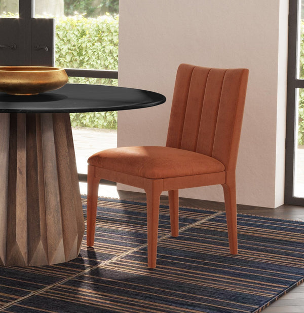 Basset Mirror Brianne Rust Dining Chair Set Of 2 - Modern Glam Velvet Comfort With Stylish Earthy Finish Orange Velvet,Solid Hardwood 9746-dr-800-2