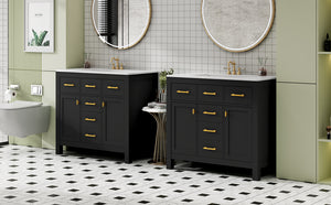 English Elm 72'' Modern Bathroom Vanity Set With Durable Ceramic Sink, Solid Wood Frame, Ample Storage & Style N710SS00011B