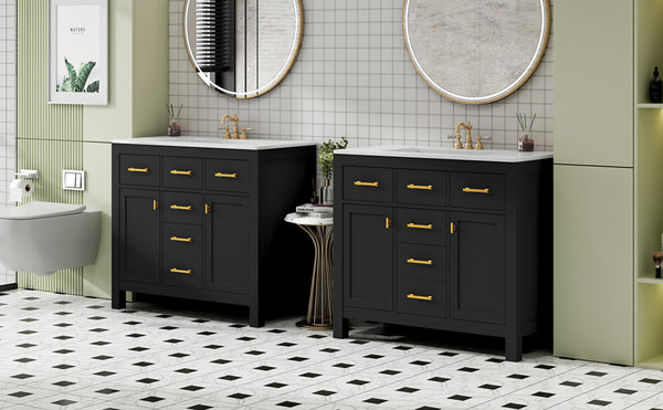 English Elm 72'' Modern Bathroom Vanity Set With Durable Ceramic Sink, Solid Wood Frame, Ample Storage & Style N710SS00011B
