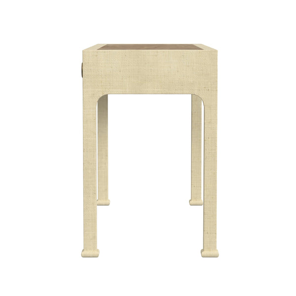 Butler Specialty Chatham Raffia 2-drawer Desk: Luxurious Hand-woven Elegance For Your Stylish Office Or Entryway Natural Saguran Raffia,Gmelina Arborea Wood,Mdf,Oak Veneer,Aluminum 9746362-butler