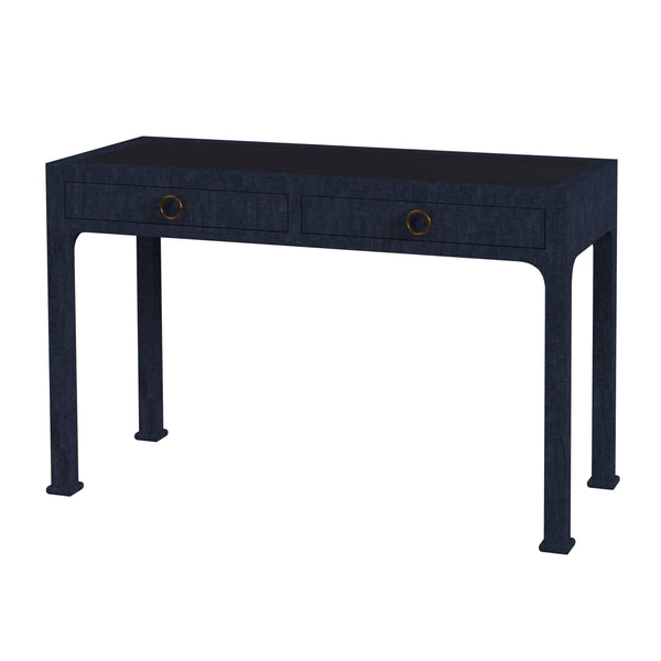 Butler Specialty Chatham Raffia 2-drawer Desk: Luxurious Hand-woven Elegance For Your Stylish Office Or Entryway Navy Blue Saguran Raffia,Gmelina Arborea Wood,Mdf,Oak Veneer,Aluminum 9746410-butler