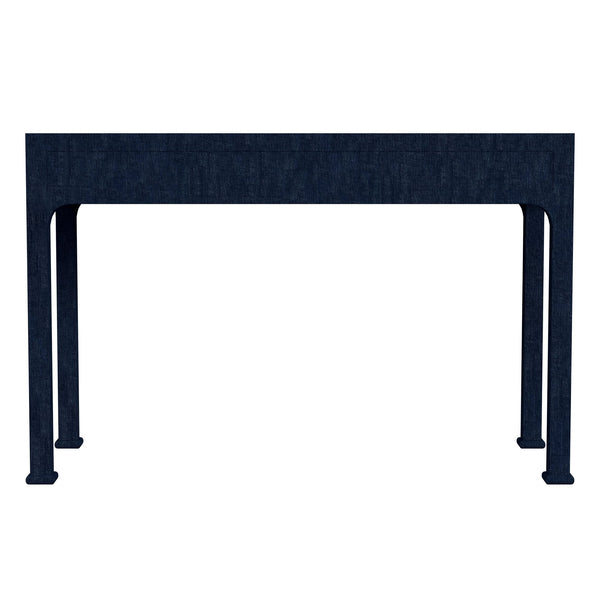 Butler Specialty Chatham Raffia 2-drawer Desk: Luxurious Hand-woven Elegance For Your Stylish Office Or Entryway Navy Blue Saguran Raffia,Gmelina Arborea Wood,Mdf,Oak Veneer,Aluminum 9746410-butler