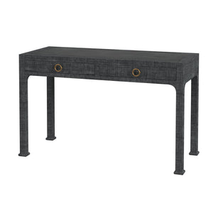 Butler Specialty Chatham Raffia 2-drawer Desk: Luxurious Hand-woven Elegance For Your Stylish Office Or Entryway Charcoal Gmelina Arborea Wood,Mdf,Oak Veneer,Saguran Raffia,Aluminum 9746420-butler
