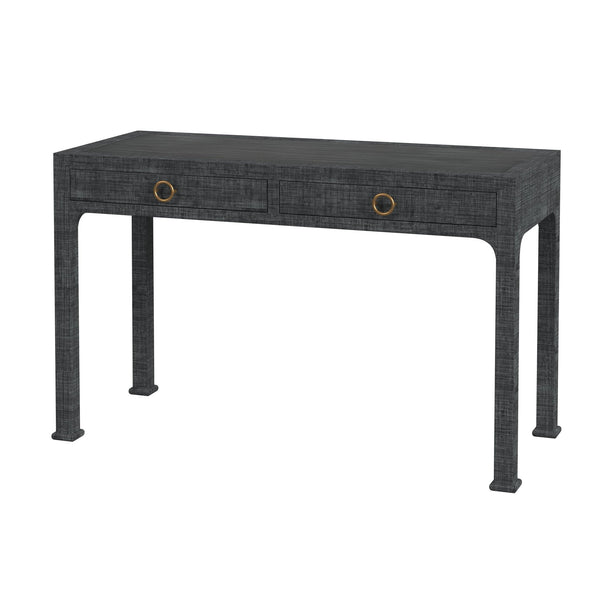 Butler Specialty Chatham Raffia 2-drawer Desk: Luxurious Hand-woven Elegance For Your Stylish Office Or Entryway Charcoal Gmelina Arborea Wood,Mdf,Oak Veneer,Saguran Raffia,Aluminum 9746420-butler