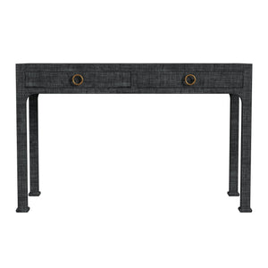 Butler Specialty Chatham Raffia 2-drawer Desk: Luxurious Hand-woven Elegance For Your Stylish Office Or Entryway Charcoal Gmelina Arborea Wood,Mdf,Oak Veneer,Saguran Raffia,Aluminum 9746420-butler