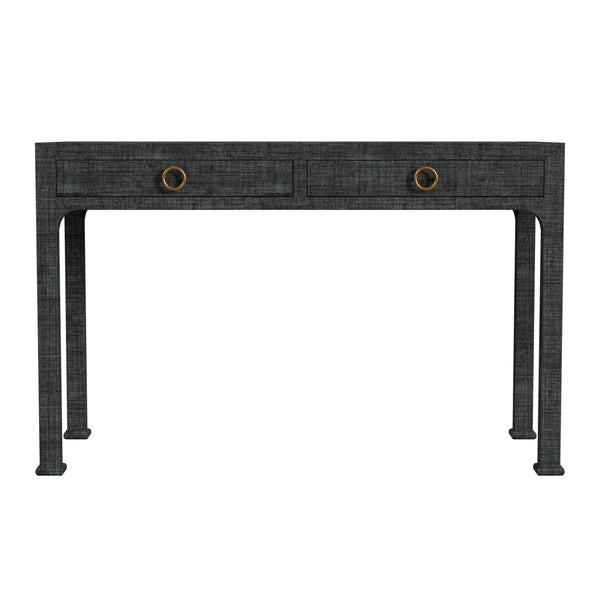 Butler Specialty Chatham Raffia 2-drawer Desk: Luxurious Hand-woven Elegance For Your Stylish Office Or Entryway Charcoal Gmelina Arborea Wood,Mdf,Oak Veneer,Saguran Raffia,Aluminum 9746420-butler