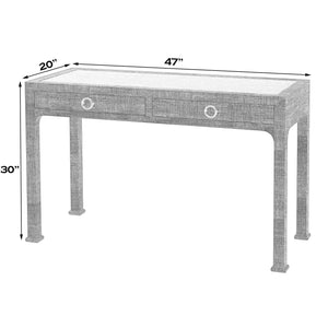 Butler Specialty Chatham Raffia 2-drawer Desk: Luxurious Hand-woven Elegance For Your Stylish Office Or Entryway Charcoal Gmelina Arborea Wood,Mdf,Oak Veneer,Saguran Raffia,Aluminum 9746420-butler