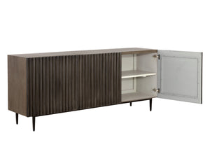 Sunpan Carlin Sideboard – Bold Mango Wood Design with Sculpted Details and Urban Steel Legs for Modern Spaces Large - 72W x 18.25D x 30H