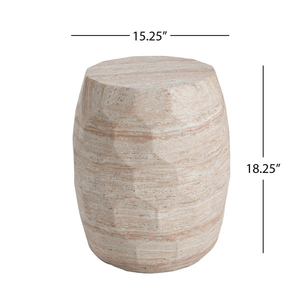 English Elm Christopher Knight Home® - Outdoor/Indoor Lightweight Concrete Side Table - Elegant Travertine Finish For Versatile Spaces N773P253798Z