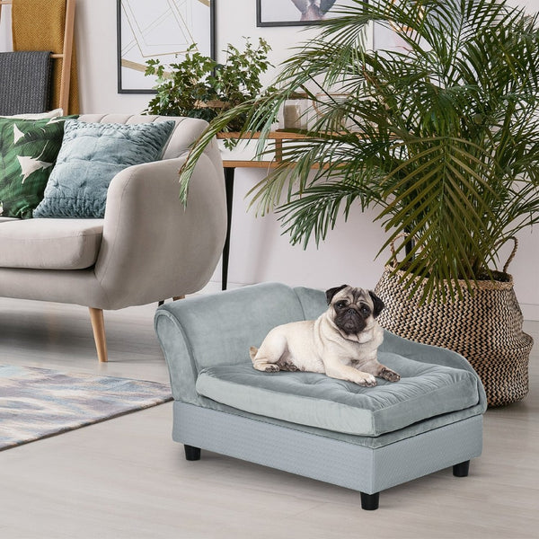 English Elm Pawhut Modern Pet Sofa Bed With Hidden Storage For Small Dogs, Plush 3" Foam, Stylish Gray Design W2225P173807-GIGA