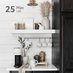 English Elm Bathroom Floating Shelves Matte Steel Set of 2 Farmhouse Wall Mounted Storage White W2181P474864