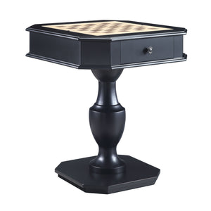 English Elm Galini Reversible Game Table in Black Finish with Storage Drawers, Pedestal Base, Durable Wood MDF B2726P269304