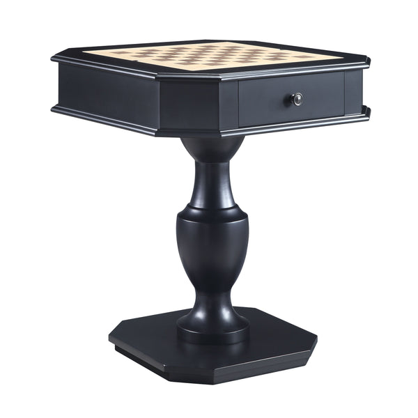 English Elm Galini Reversible Game Table in Black Finish with Storage Drawers, Pedestal Base, Durable Wood MDF B2726P269304