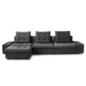 English Elm Sky Cloud Deluxe Adjustable Sectional Sofa - Elegant Grey Velvet 4-Seater For Modern Living Spaces B341S00028-GIGA
