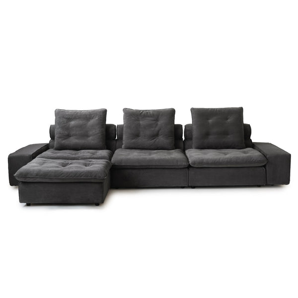 English Elm Sky Cloud Deluxe Adjustable Sectional Sofa - Elegant Grey Velvet 4-Seater For Modern Living Spaces B341S00028-GIGA