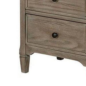 English Elm 2 Drawer Solid Wood Nightstand Wire-brushed Finish Round Knobs Farmhouse Bedroom B056P416800