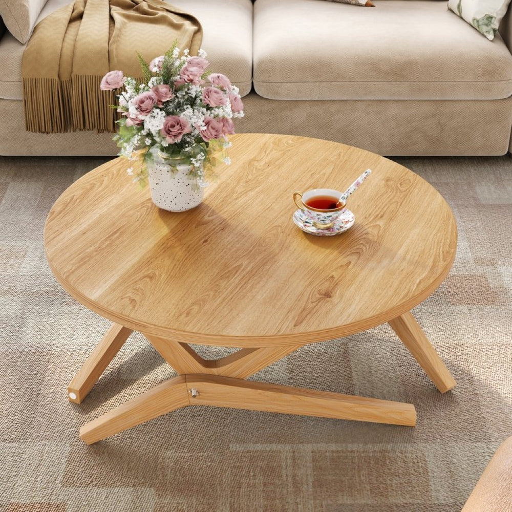 English Elm Round Solid Rubberwood Adjustable Height Coffee Cocktail Table for Modern Living Rooms N735P369877N